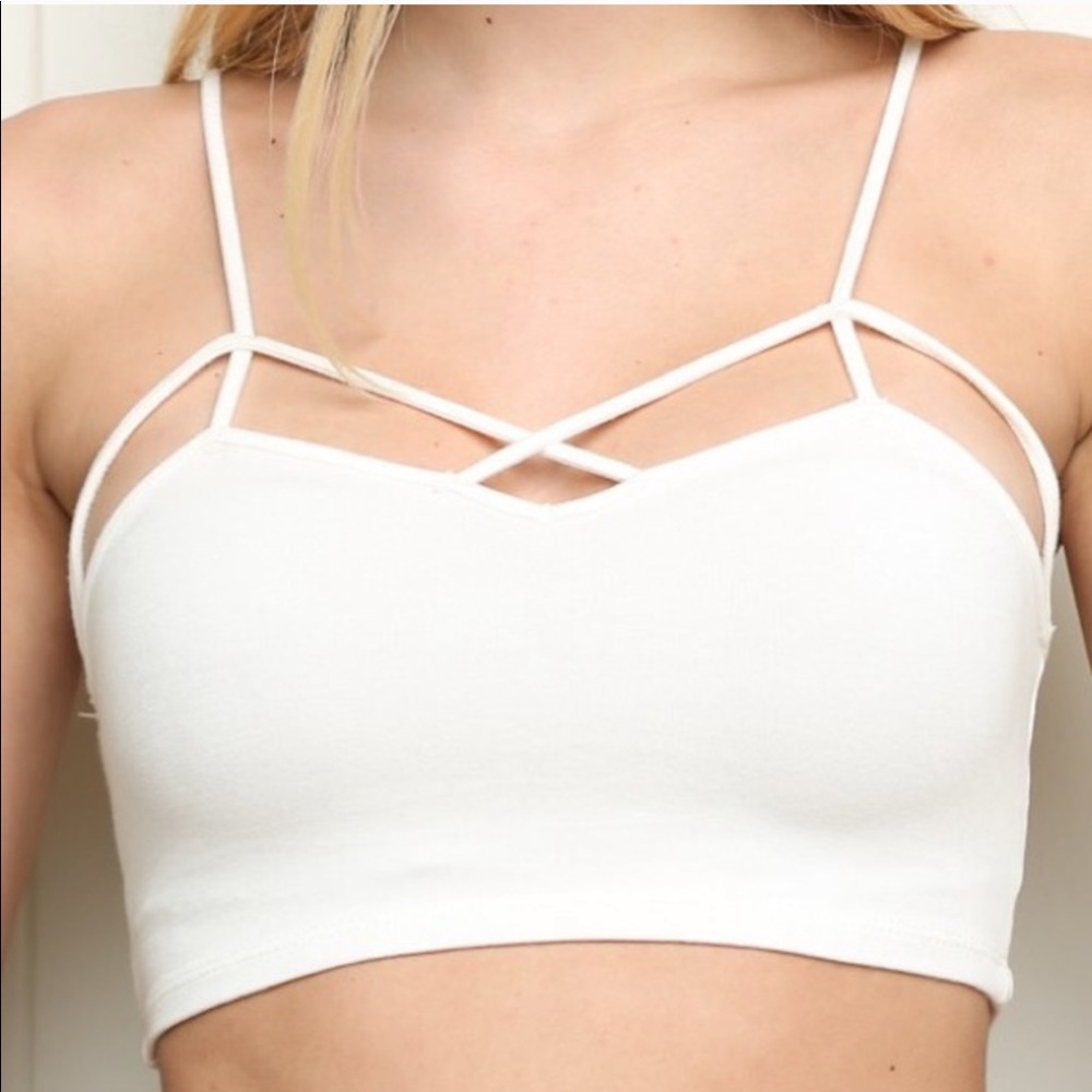 Brandy Melville White Criss Cross Bralette